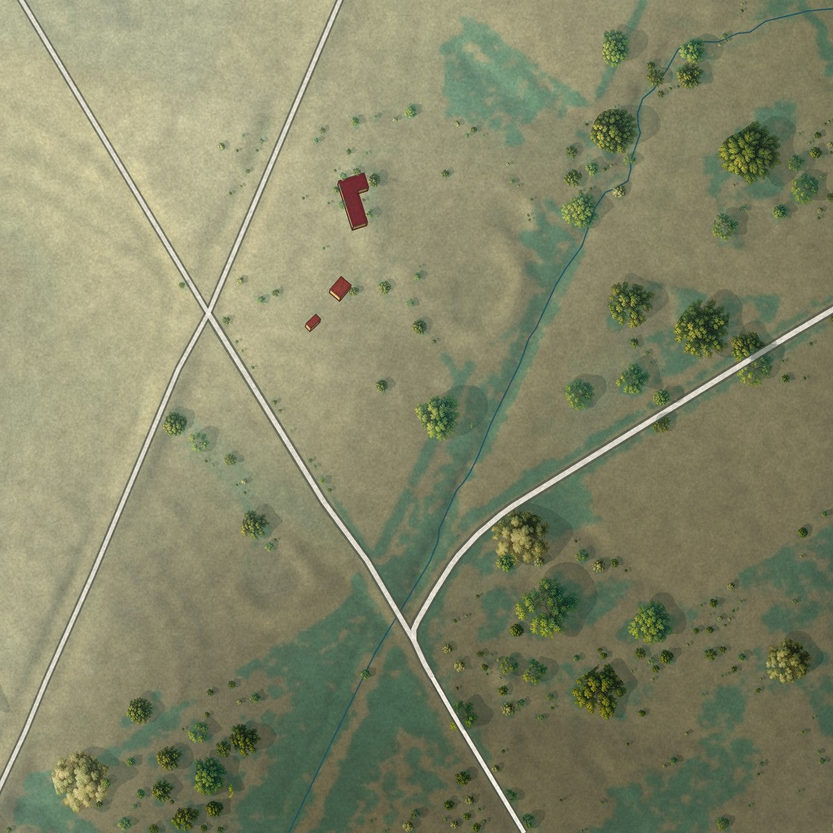 Second close-up of the map of Penelope, Texas print showing more streets and buildings