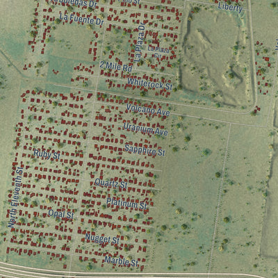 Close-up of the map of Penitas, Texas print showing street and building detail