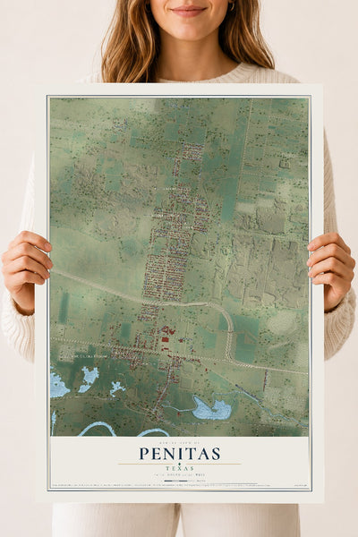 Map of Penitas, Texas, 18 x 24 inch unframed archival matte print