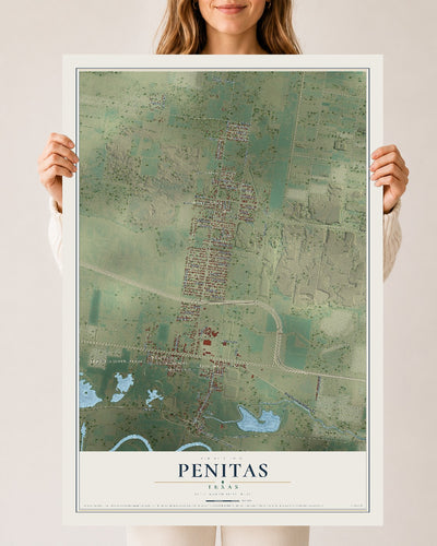 Map of Penitas, Texas, 24 x 36 inch unframed archival matte print