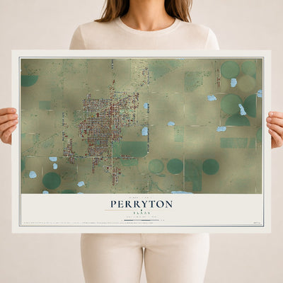 Map of Perryton, Texas, 18 x 24 inch unframed archival matte print