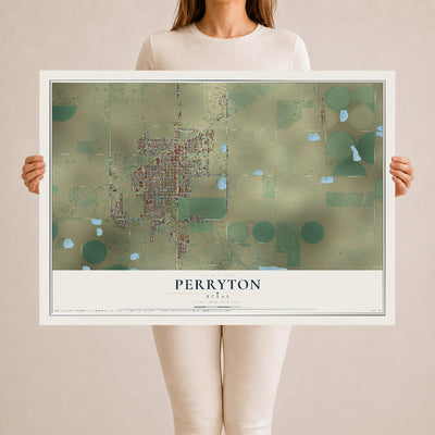 Map of Perryton, Texas, 24 x 36 inch unframed archival matte print