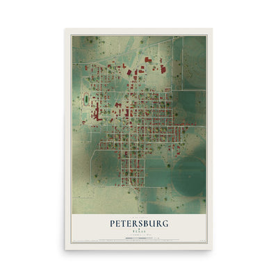 Map of Petersburg, Texas, 12 x 18 inch unframed archival matte print