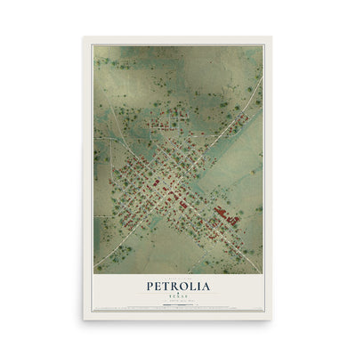 Map of Petrolia, Texas, 12 x 18 inch unframed archival matte print