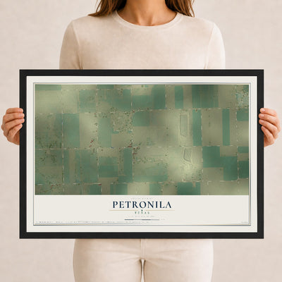 Map of Petronila, Texas, 12 x 18 inch print in a black wood frame