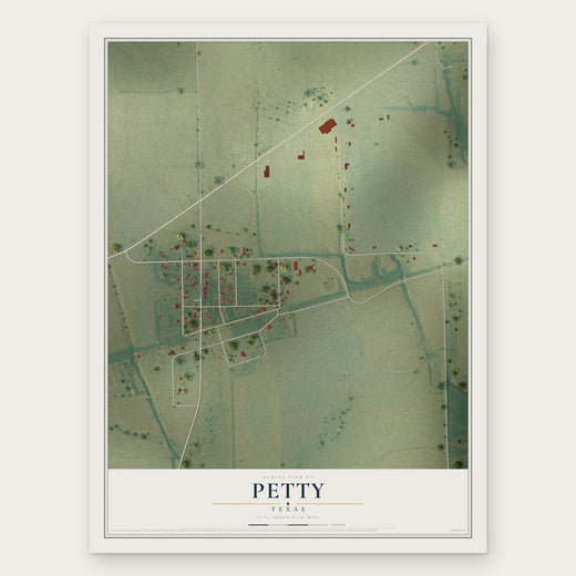 Petty, Texas map print, the full design