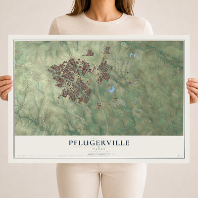 Map of Pflugerville, Texas, 18 x 24 inch unframed archival matte print