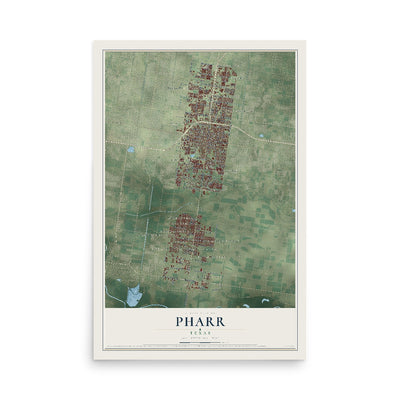 Map of Pharr, Texas, 12 x 18 inch unframed archival matte print