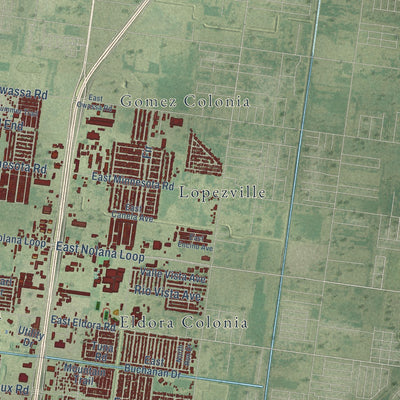 Second close-up of the map of Pharr, Texas print showing more streets and buildings