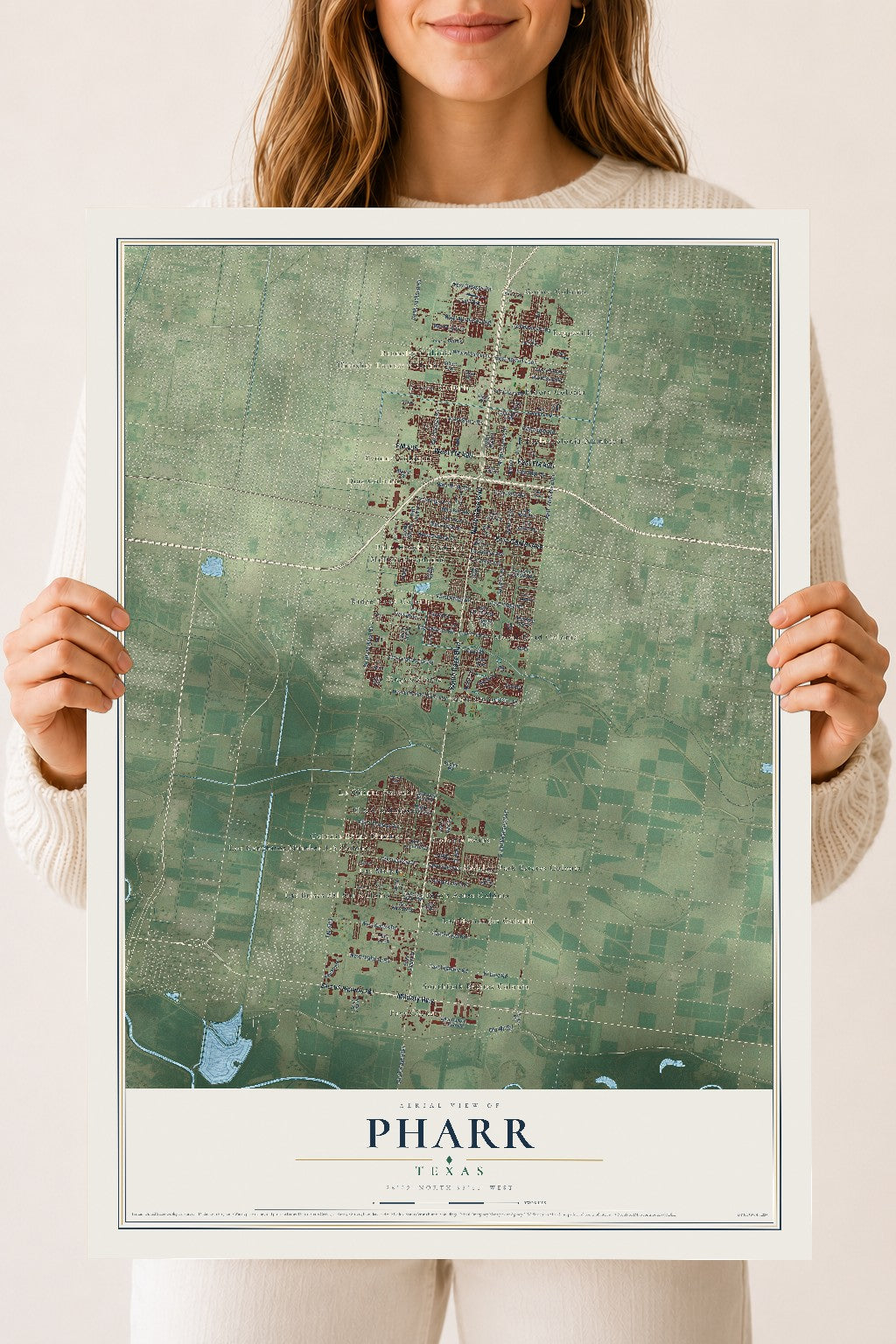 Map of Pharr, Texas, 18 x 24 inch unframed archival matte print