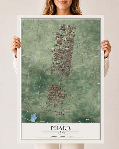 Map of Pharr, Texas, 24 x 36 inch unframed archival matte print