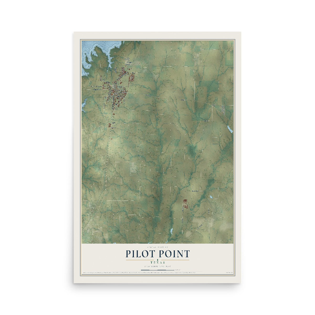 Map of Pilot Point, Texas, 12 x 18 inch unframed archival matte print