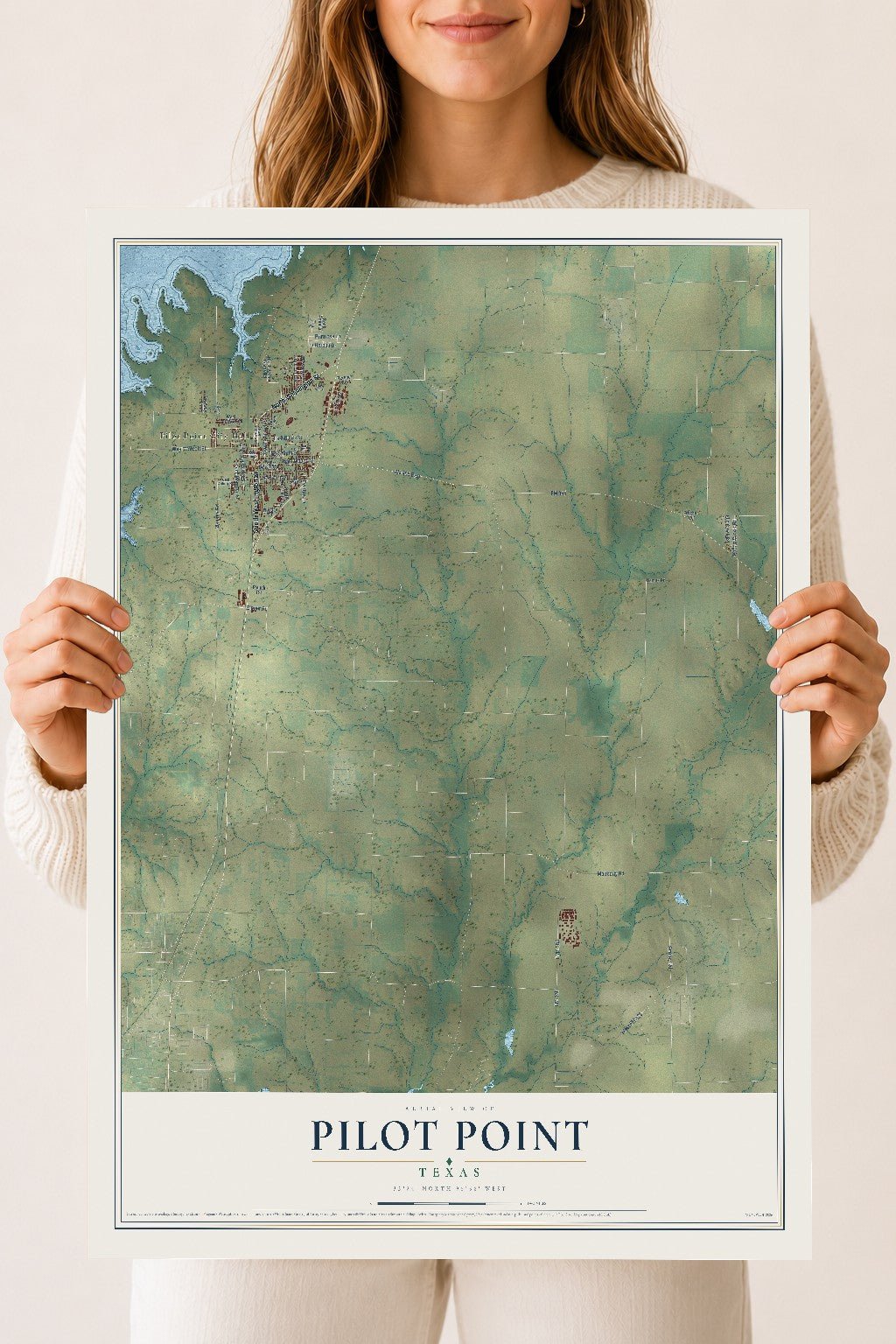 Map of Pilot Point, Texas, 18 x 24 inch unframed archival matte print
