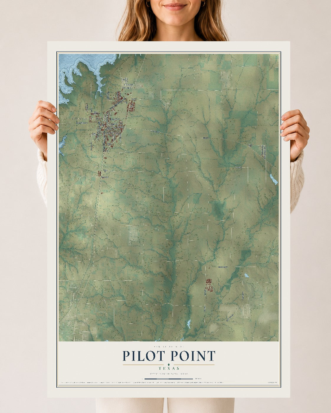 Map of Pilot Point, Texas, 24 x 36 inch unframed archival matte print