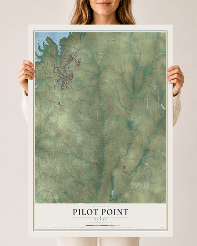 Map of Pilot Point, Texas, 24 x 36 inch unframed archival matte print