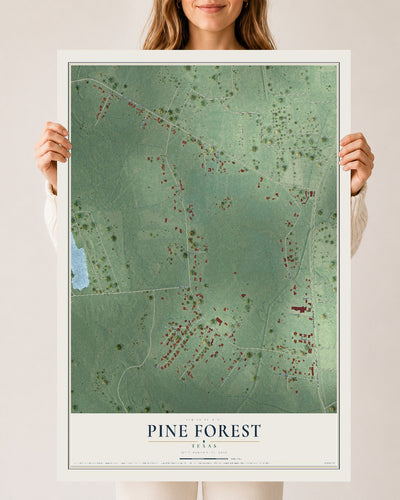 Map of Pine Forest, Texas, 24 x 36 inch unframed archival matte print