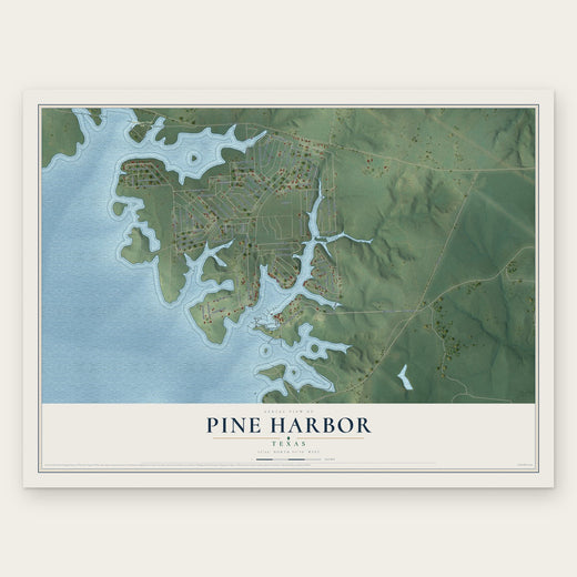 Pine Harbor, Texas map print, the full design