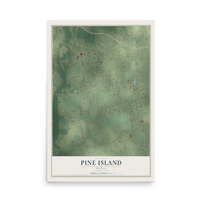 Map of Pine Island, Texas, 12 x 18 inch unframed archival matte print