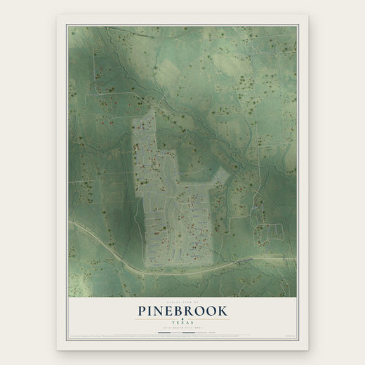 Pinebrook, Texas map print, the full design