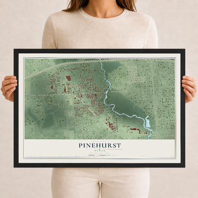 Map of Pinehurst, Texas, 12 x 18 inch print in a black wood frame