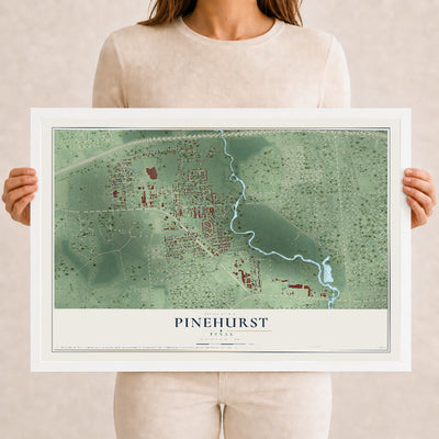 Map of Pinehurst, Texas, 12 x 18 inch print in a white wood frame