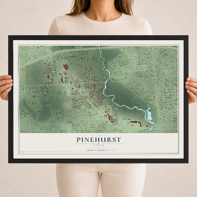 Map of Pinehurst, Texas, 18 x 24 inch print in a black wood frame