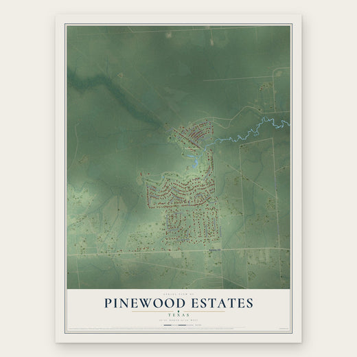 Pinewood Estates, Texas map print, the full design