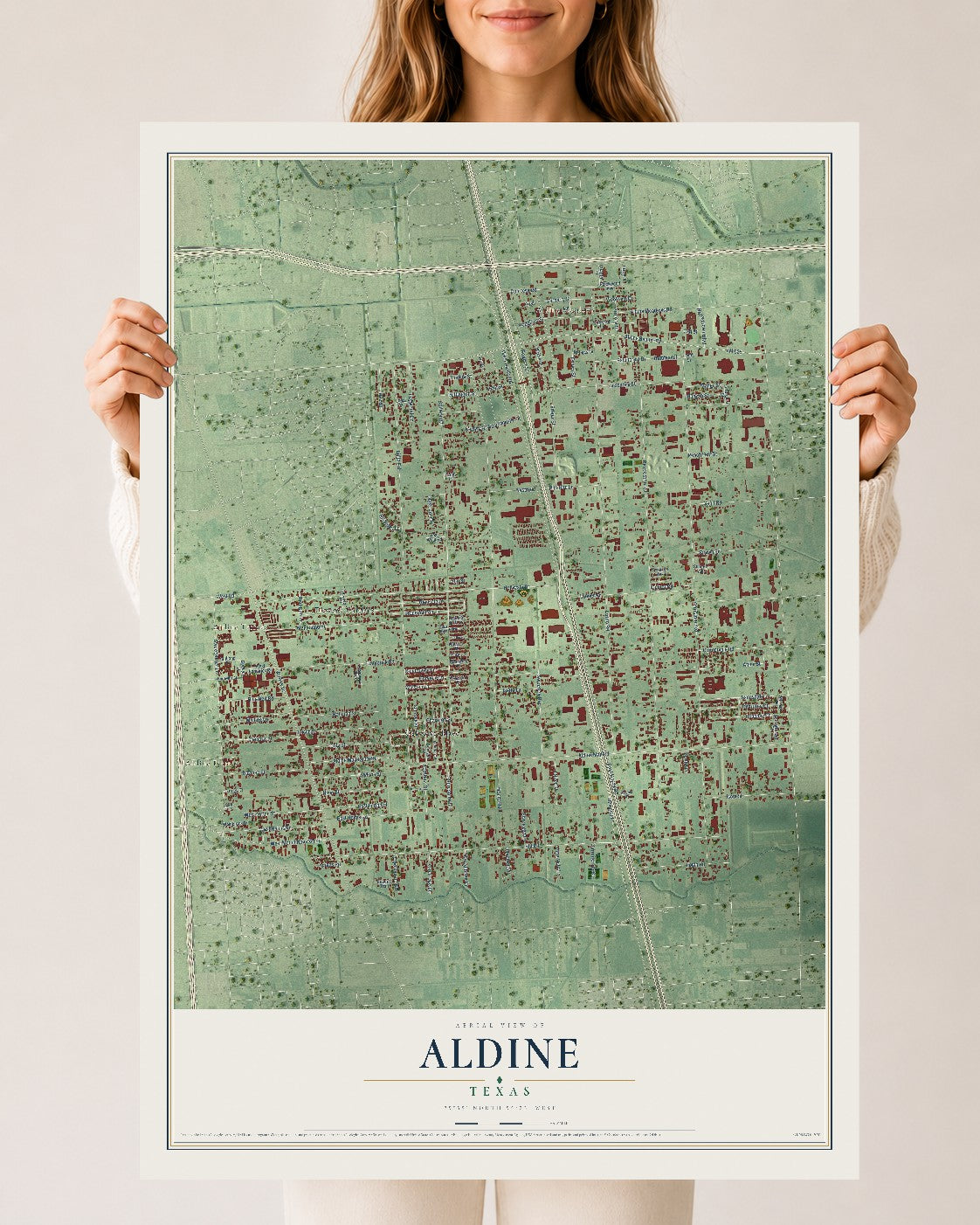 Map of Aldine, Texas, 24 x 36 inch unframed archival matte print