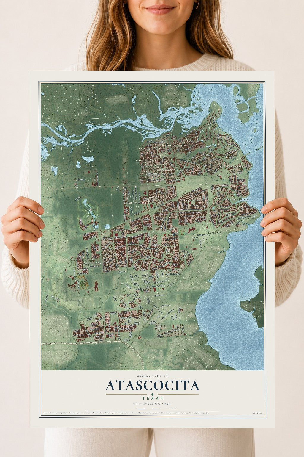 Map of Atascocita, Texas, 18 x 24 inch unframed archival matte print
