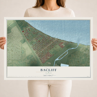Map of Bacliff, Texas, 18 x 24 inch unframed archival matte print
