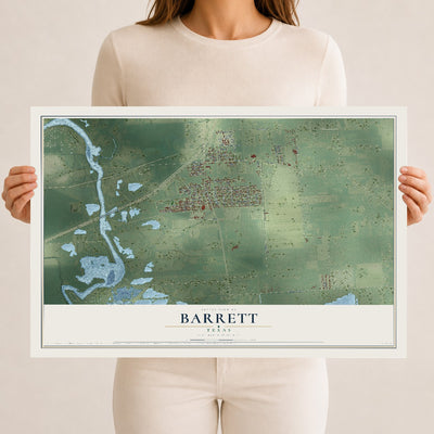 Map of Barrett, Texas, 12 x 18 inch unframed archival matte print