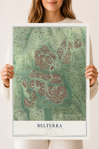 Map of Belterra, Texas, 18 x 24 inch unframed archival matte print