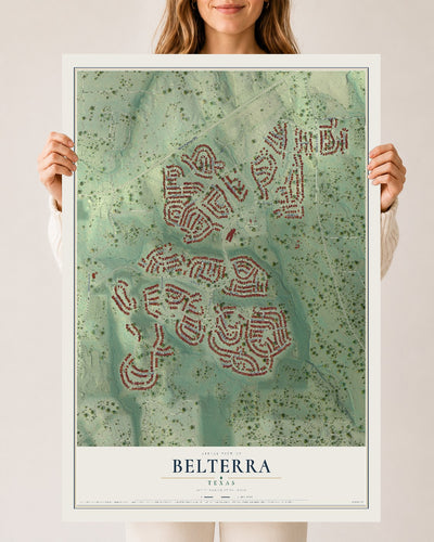 Map of Belterra, Texas, 24 x 36 inch unframed archival matte print