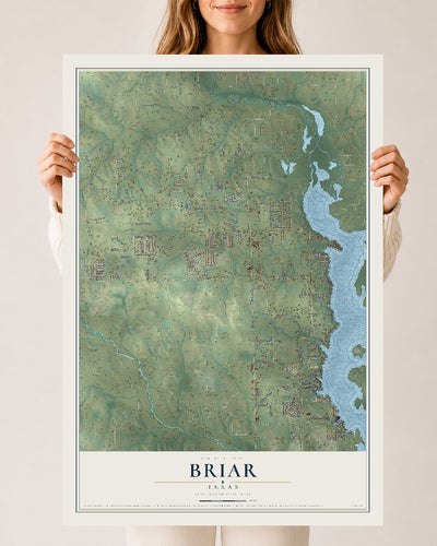 Map of Briar, Texas, 24 x 36 inch unframed archival matte print