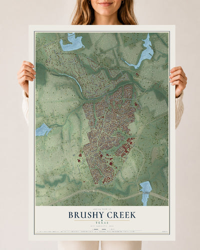 Map of Brushy Creek, Texas, 24 x 36 inch unframed archival matte print