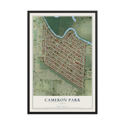 Map of Cameron Park, Texas, 12 x 18 inch print in a black wood frame