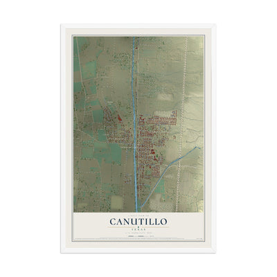 Map of Canutillo, Texas, 12 x 18 inch print in a white wood frame