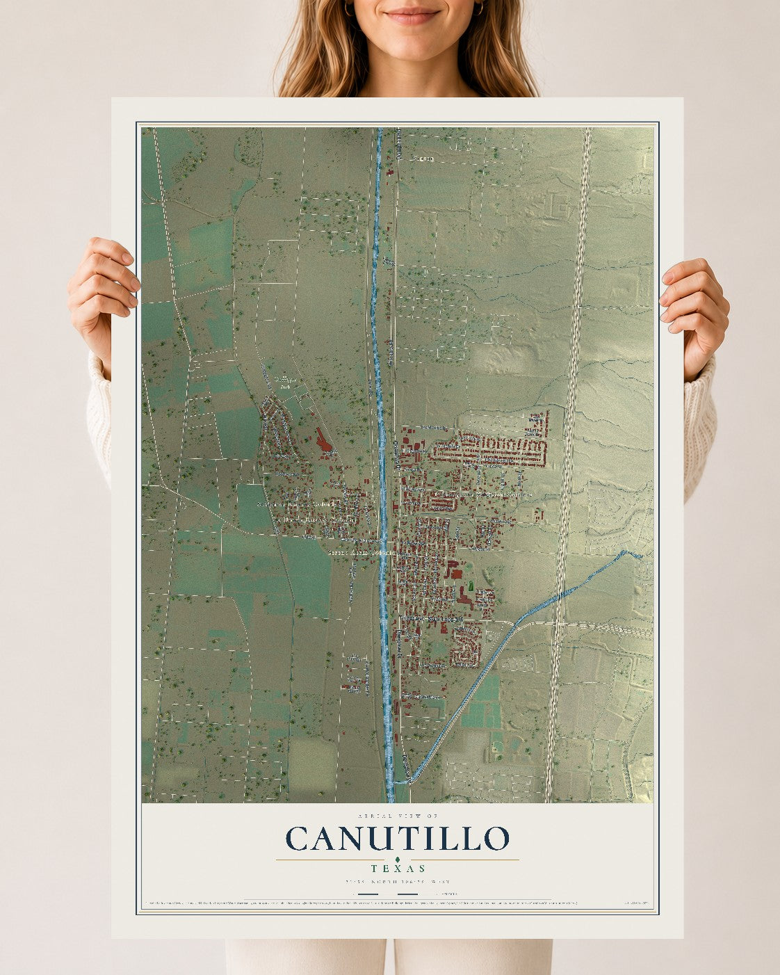 Map of Canutillo, Texas, 24 x 36 inch unframed archival matte print