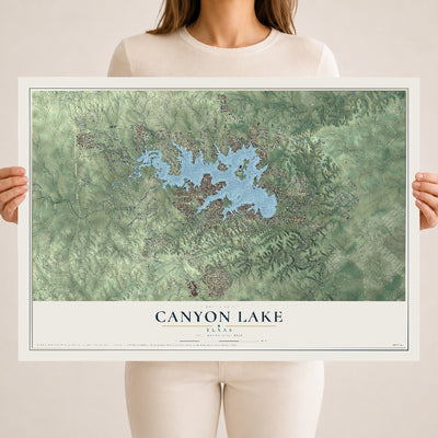 Map of Canyon Lake, Texas, 18 x 24 inch unframed archival matte print