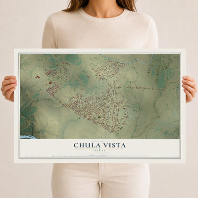 Map of Chula Vista, Texas, 12 x 18 inch unframed archival matte print