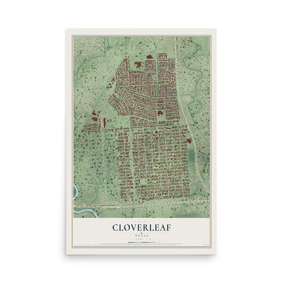 Map of Cloverleaf, Texas, 12 x 18 inch unframed archival matte print