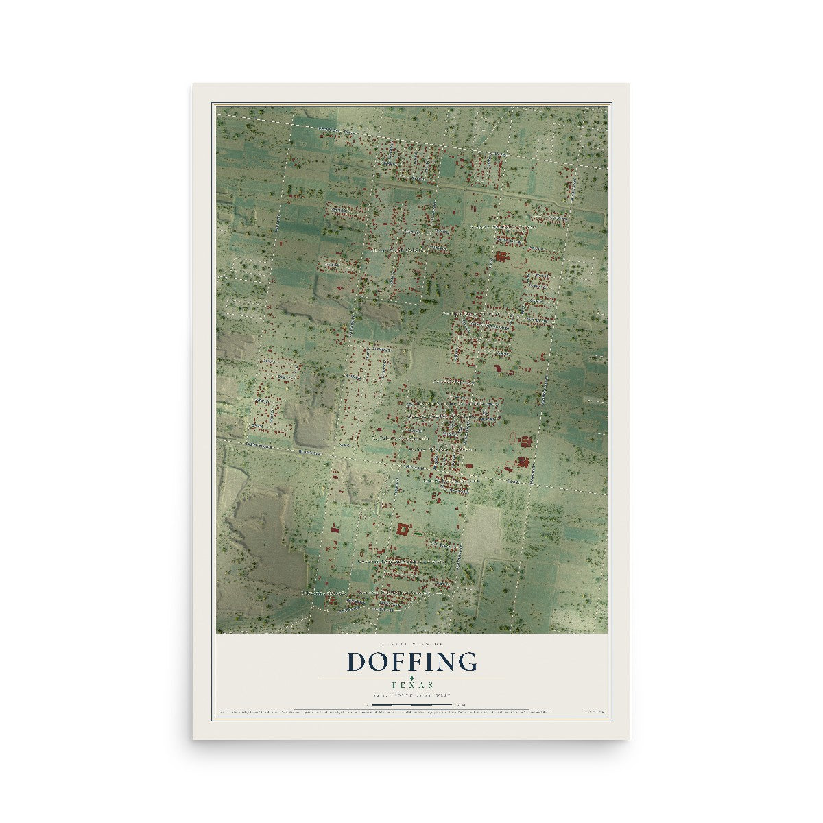 Map of Doffing, Texas, 12 x 18 inch unframed archival matte print