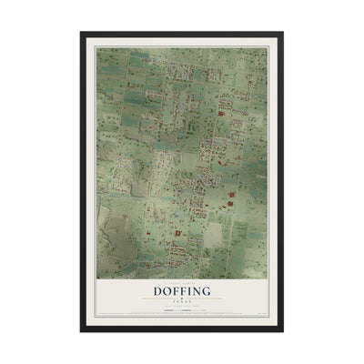 Map of Doffing, Texas, 12 x 18 inch print in a black wood frame