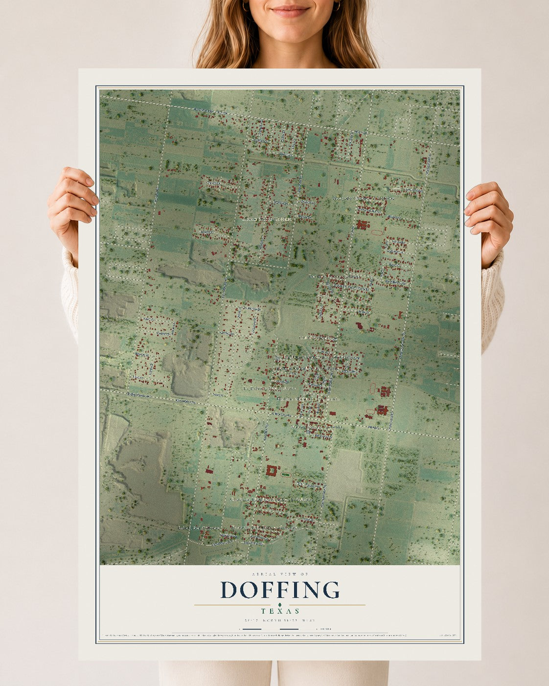 Map of Doffing, Texas, 24 x 36 inch unframed archival matte print