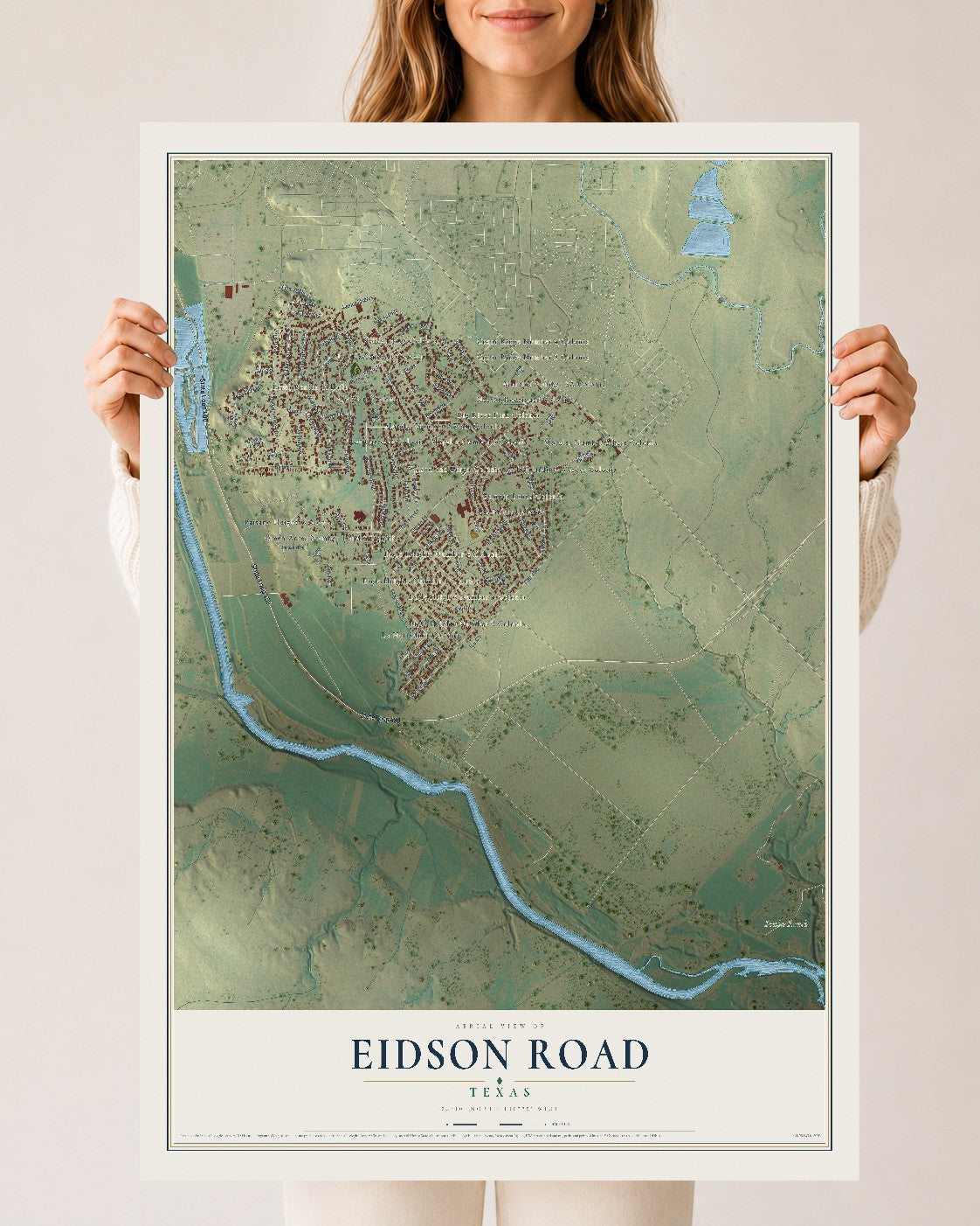 Map of Eidson Road, Texas, 24 x 36 inch unframed archival matte print