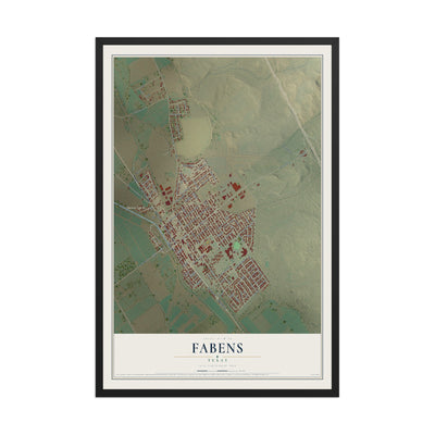 Map of Fabens, Texas, 12 x 18 inch print in a black wood frame