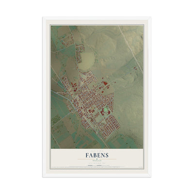 Map of Fabens, Texas, 12 x 18 inch print in a white wood frame