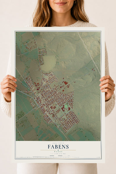 Map of Fabens, Texas, 18 x 24 inch unframed archival matte print