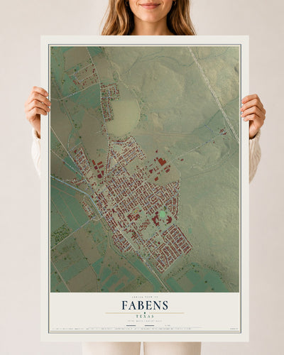 Map of Fabens, Texas, 24 x 36 inch unframed archival matte print