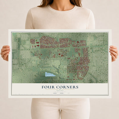 Map of Four Corners, Texas, 12 x 18 inch unframed archival matte print